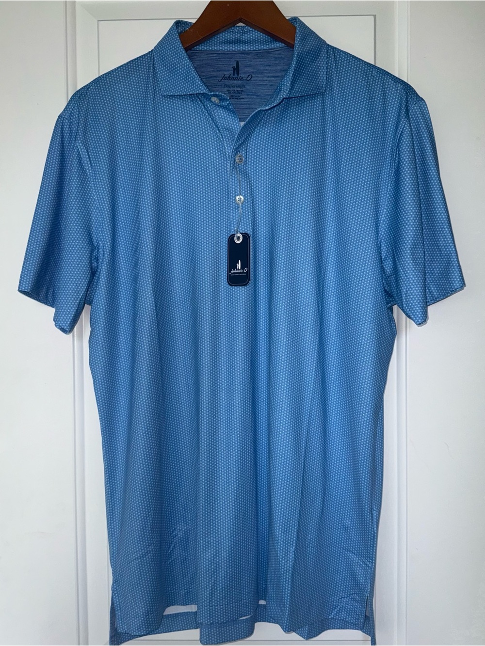johnnie-O NWT "Marlin" Featherweight Performance Polo in Palisades Blue Microdot